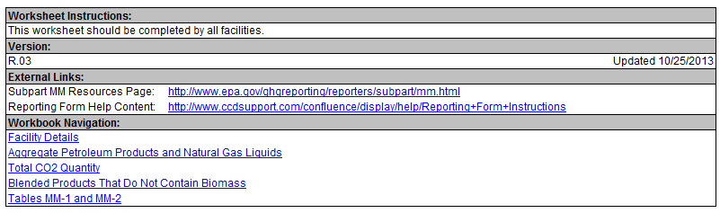 Click the Workbook Navigation links to move between the tabs in the workbook